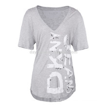 women v-neck printing leisure t-shirts design